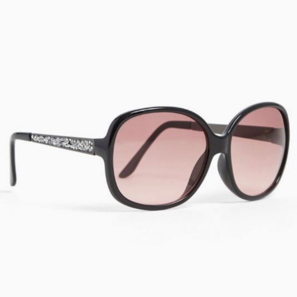 🆕 🕶️ Black Square Oval Rhinestone Sunglasses NWT Torrid New!